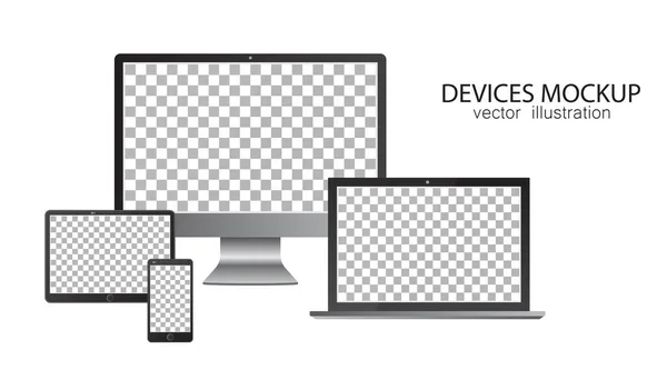 Monitort Tabletet Laptopot Okostelefont Vektoros Illusztráció Realisztikus Kialakításban — Stock Vector
