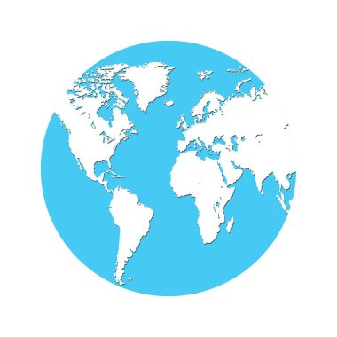 Dünya 'nın düz dizaynı. Dünya ikonu. Web ve mobil, bayrak, bilgi grafikleri için vektör illüstrasyonu.