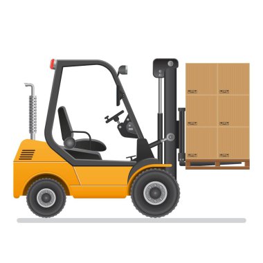 Forklift kamyonu. Vektör illüstrasyonu beyaz arkaplanda izole edildi.