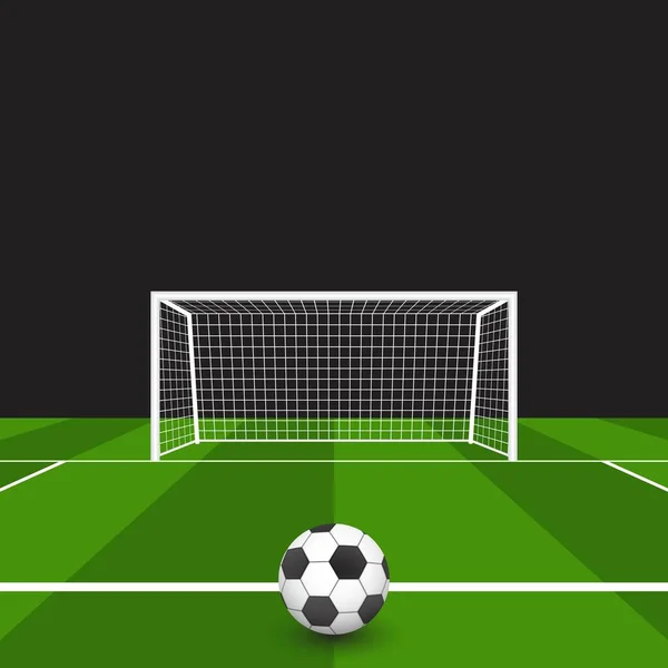 Pallone Calcio Sull Erba Davanti All Illustrazione Vettoriale Dell Obiettivo — Vettoriale Stock