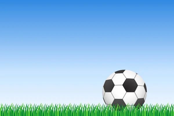 Background Football Ball Green Grass Blue Sky Vector Illustration — Stock Vector