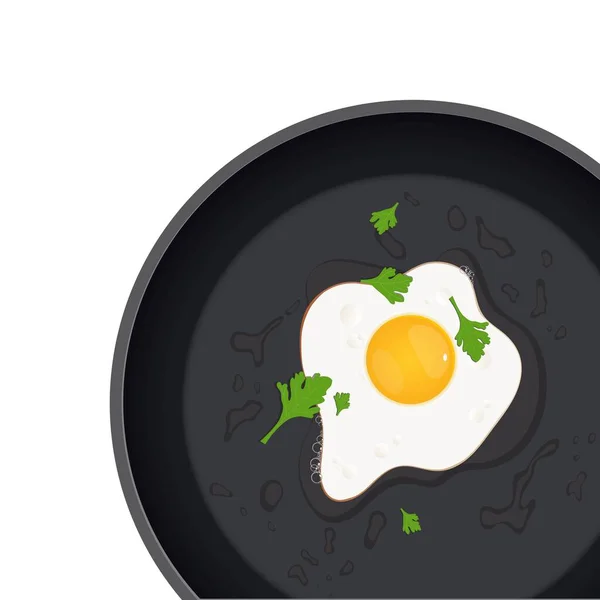 Τηγανητό Αυγό Μαϊντανό Στην Απεικόνιση Φορέα Τηγάνι — Διανυσματικό Αρχείο