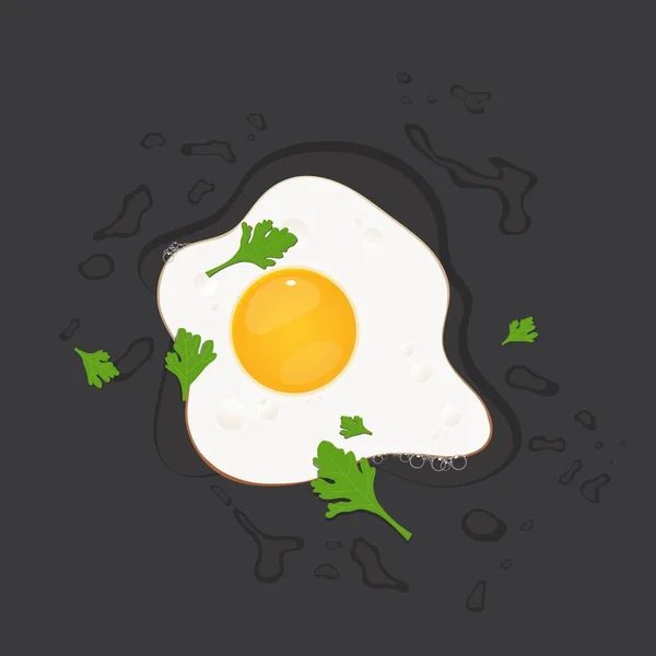 Fried Egg Parsley Vector Illustration — Stock Vector