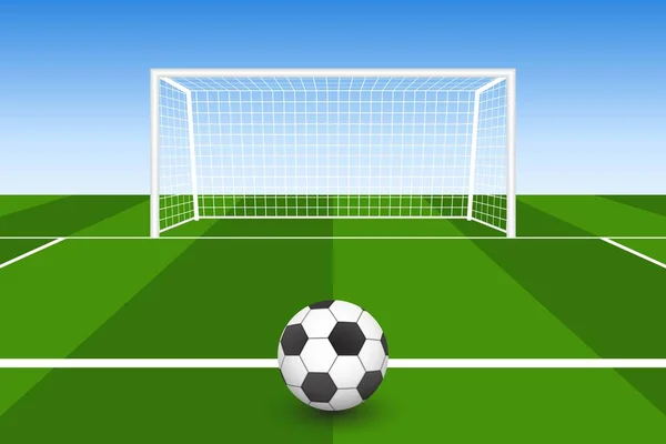 Soccer Ball Grass Front Goal Vector Illustration — Stock Vector