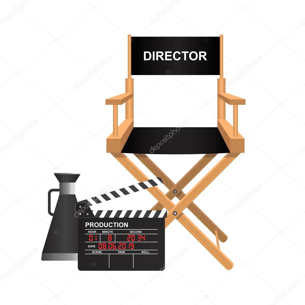 Film director chair vector illustration isolated on white background