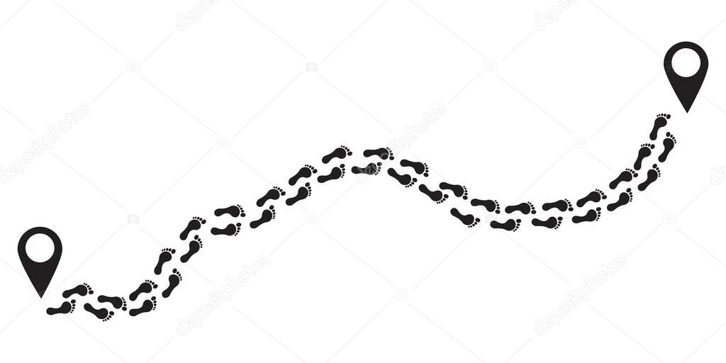 Footprint path vector illustration isolated on white background