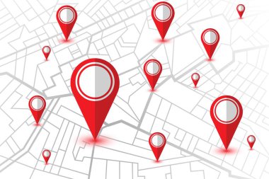 GPS navigatör haritasında konumunu göster. Vektör illüstrasyonu