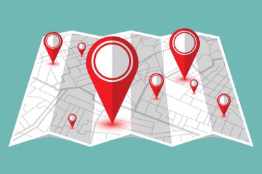 GPS navigatör haritasında konumunu göster. Vektör illüstrasyonu