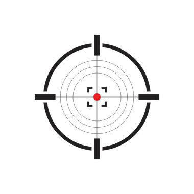 Silah hedef simgesi vektör çizimi beyaz arkaplanda izole edildi