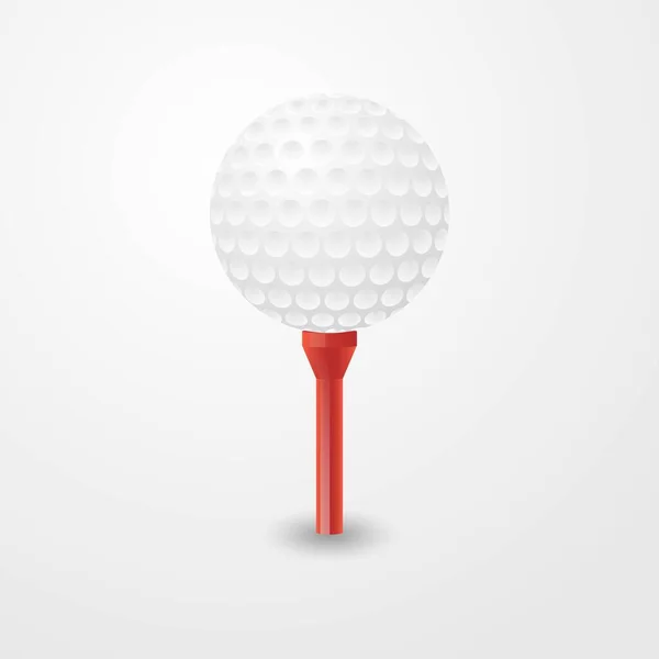 Pallina Golf Tee Vector Rosso Illustrazione Isolata Sfondo Bianco — Vettoriale Stock