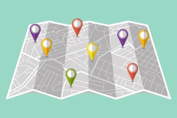 GPS navigatör haritasında konumunu göster. Vektör illüstrasyonu