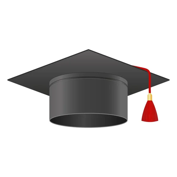 Απόφοιτος Καπέλο Διανυσματική Απεικόνιση Απομονώνονται Λευκό Φόντο — Διανυσματικό Αρχείο