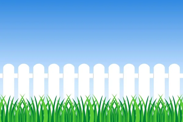 Hintergrund Der Grünen Gras Und Zaun Vektor Illustration — Stockvektor