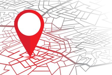 GPS navigatör pimi. Beyaz arkaplanda izole edilmiş bir pin haritası
