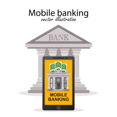 Mobil bankacılık konsepti. Düz tasarımda vektör illüstrasyonu.