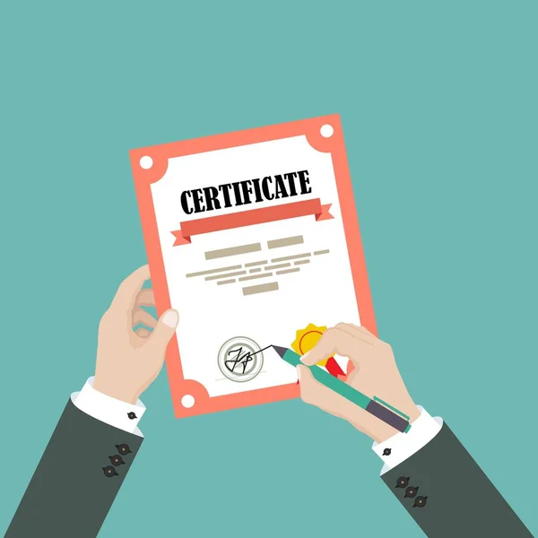 Certificado Sinalização Manual Ilustração Vetorial Estilo Plano — Vetor de Stock