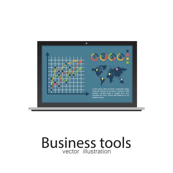 Üzleti Laptop Vektor Illusztráció Elszigetelt — Stock Vector