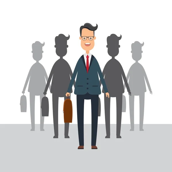 Concept Leadership Leader Travaille Avec Les Employeurs Illustration Vectorielle Plan — Image vectorielle