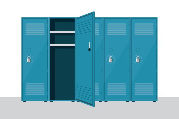 Metal school locker vector illustration isolated on white background