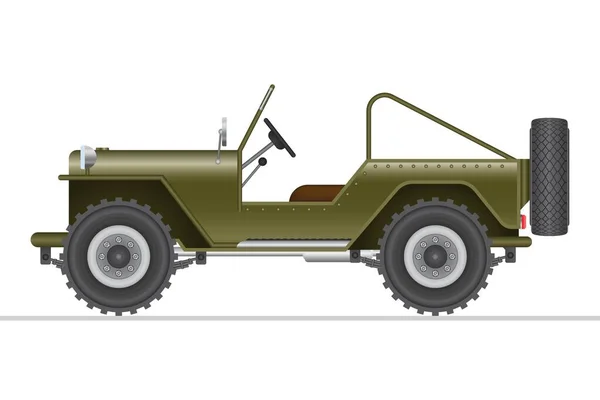 Wojskowy Road Samochód Wektor Ilustracja Izolowane Białym Tle — Wektor stockowy