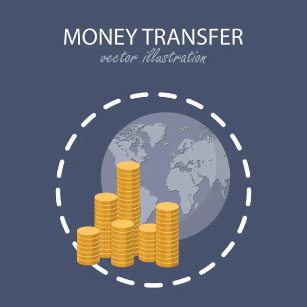 Concepto Transferencia Dinero Pago Línea Ilustración Vectorial Diseño Plano — Archivo Imágenes Vectoriales