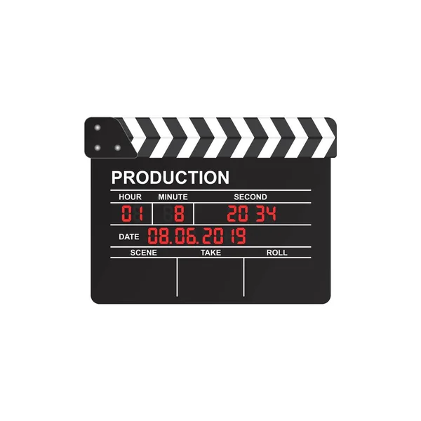 Illustration Vectorielle Film Clapper Board Isolé Sur Fond Blanc — Image vectorielle