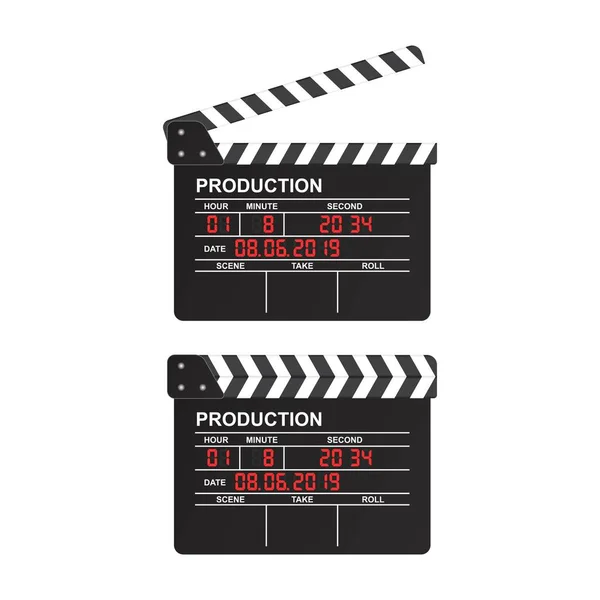 Film Clapper Bord Vector Illustratie Geïsoleerd Witte Achtergrond — Stockvector