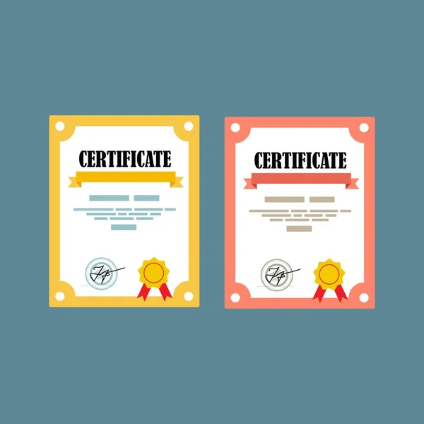 Certificaat Vector Illustratie Plat Ontwerp — Stockvector