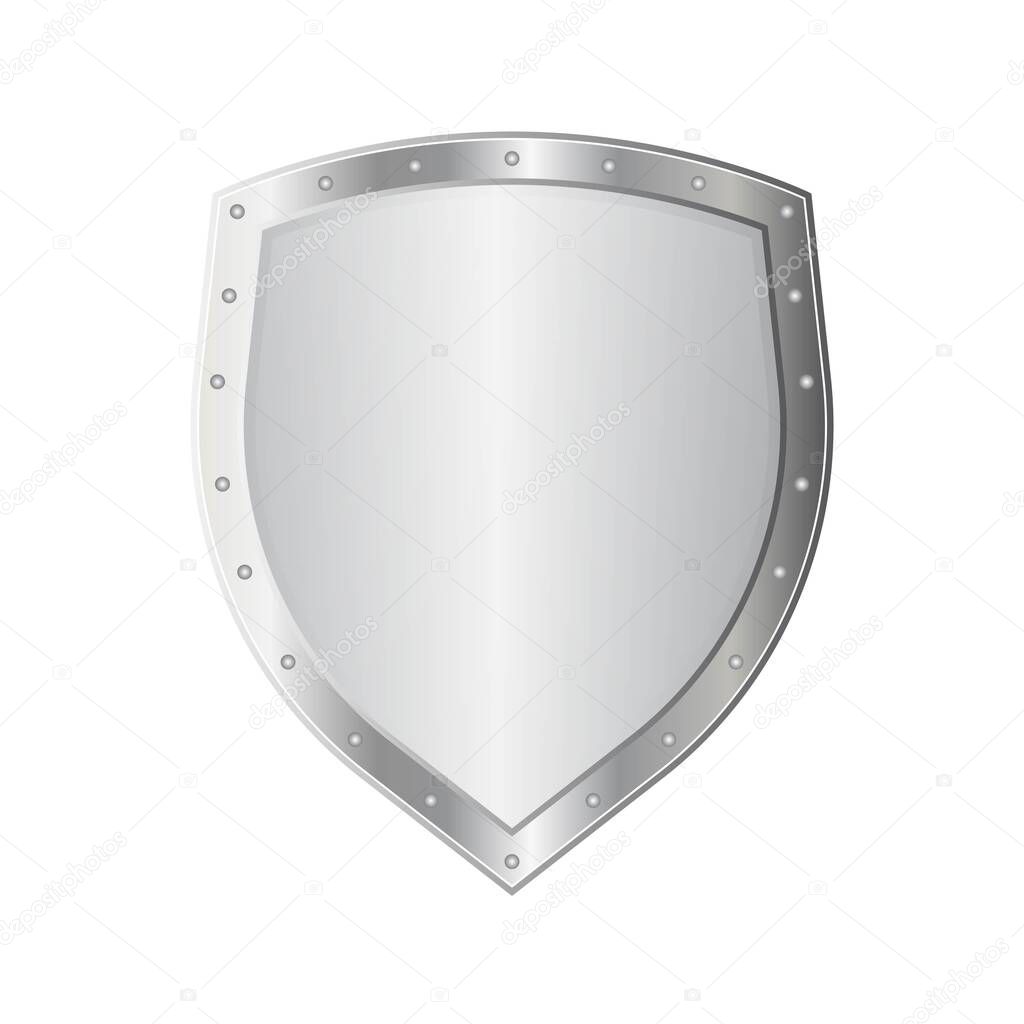 Metal shield vector illustration isolated on white background