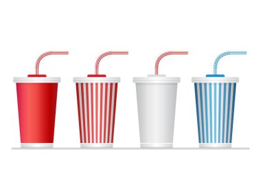 Kağıt soda bardağı beyaz arkaplanda izole edilmiş vektör çizimi
