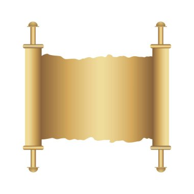 Papirüs kaydırma vektör çizimi beyaz arkaplanda izole edildi.