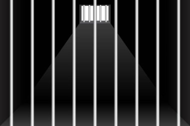 Hapishane hücre vektör çizimi. Hapishane hücresinin karanlık kısmı.