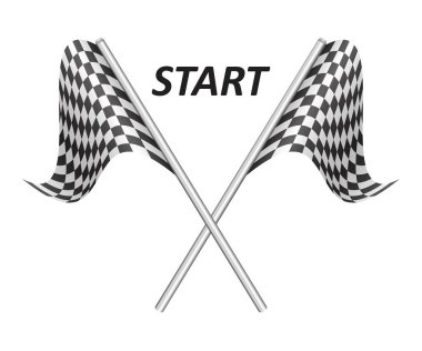 Beyaz arka planda ırk vektör çizimi izole edildi. Otomatik yarış bayrakları.