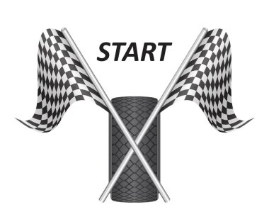 Beyaz arka planda ırk vektör çizimi izole edildi. Otomatik yarış bayrakları.