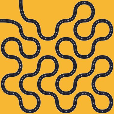 Dolambaçlı yol vektör çizimi izole edildi. Ulaşım kavramı tasarımı