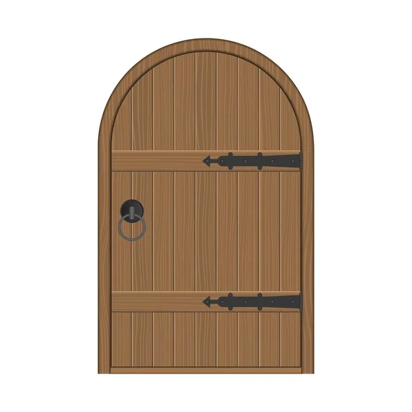 Old Wooden Door Vector Illustration Isolated White Background — Stock Vector