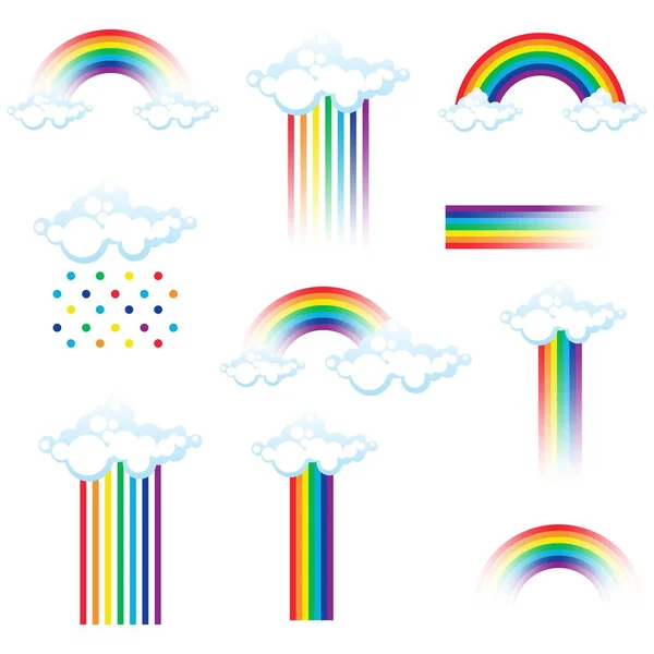 カラフルな虹のセット ベクターイラスト — ストックベクタ