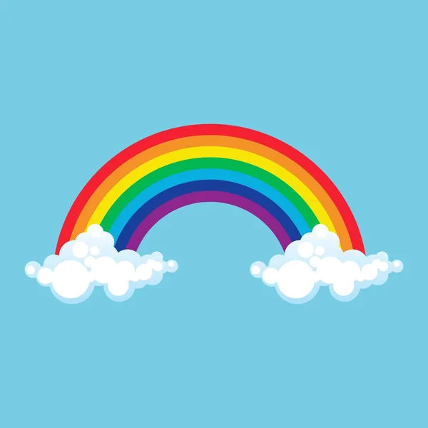 Regenbogen Mit Wolken Vektor Illustration Isoliert Auf Blauem Hintergrund — Stockvektor