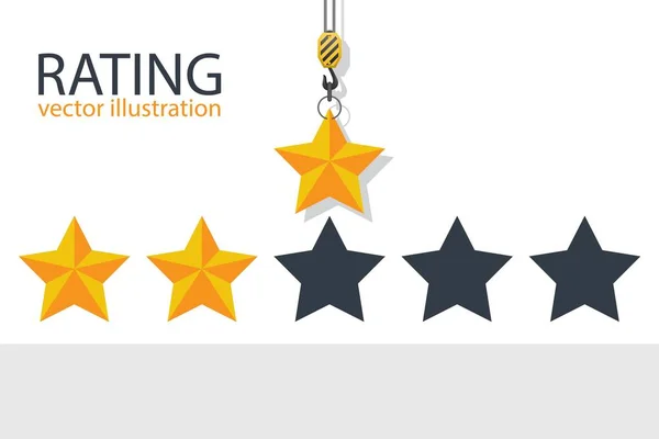 Haak Kraan Met Rating Star Vectorillustratie — Stockvector