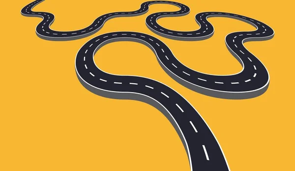 Dolambaçlı yol vektör çizimi izole edildi. Ulaşım kavramı tasarımı