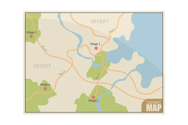 Safari Harita Vektör Çizimi Beyaz Arkaplanda Izole Edildi — Stok Vektör