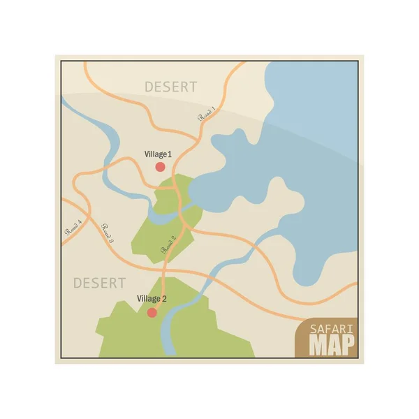 Safari Mapa Vector Ilustración Aislado Sobre Fondo Blanco — Archivo Imágenes Vectoriales