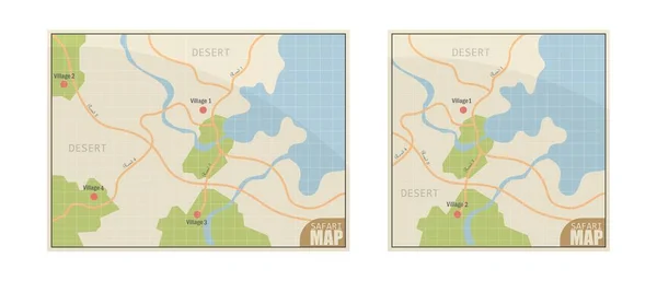 Safari Mapa Ilustração Vetorial Isolado Fundo Branco — Vetor de Stock