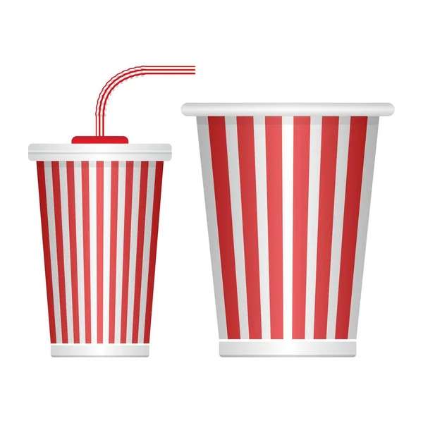 Szódáspohár Popcorn Vektor Illusztráció Elszigetelt Fehér Háttér — Stock Vector