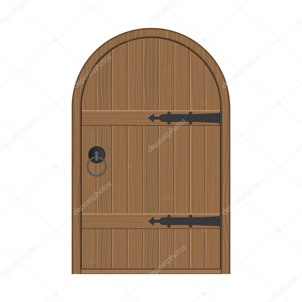 Old wooden door vector illustration isolated on white background