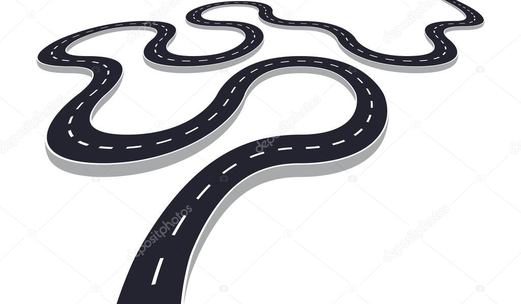 Winding road vector illustration isolated. Transportation concept design