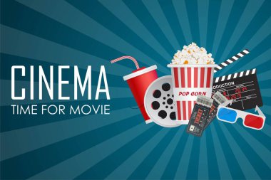 Film afişi illüstrasyon zamanı. Film daveti