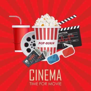 Film afişi illüstrasyon zamanı. Film daveti