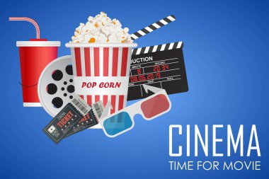Film afişi illüstrasyon zamanı. Film daveti