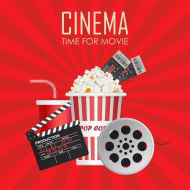 Film afişi illüstrasyon zamanı. Film daveti